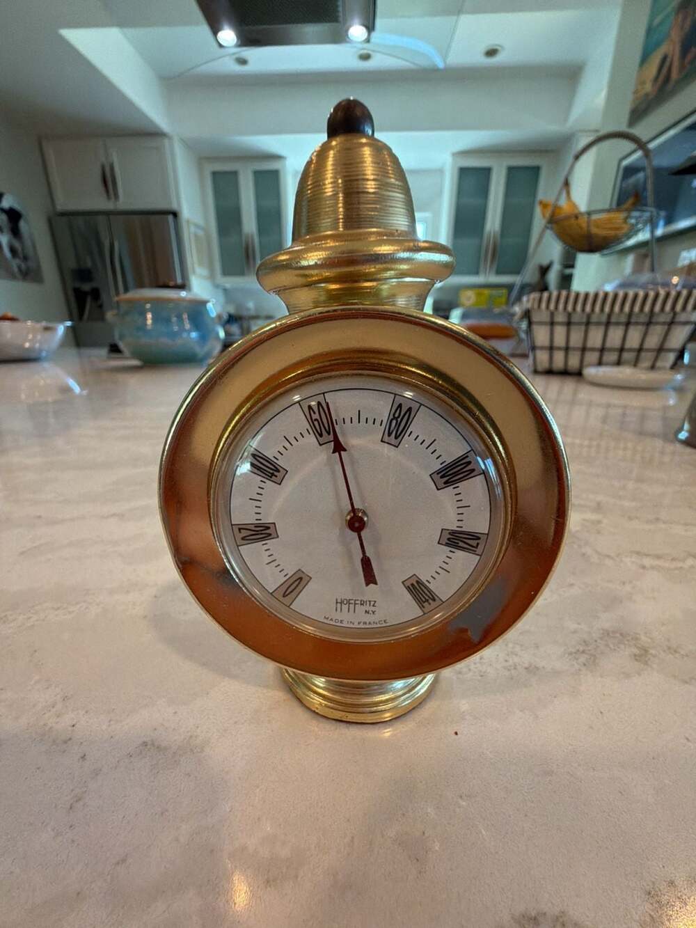 Vintage florn France Brass Thermometer Paperweight